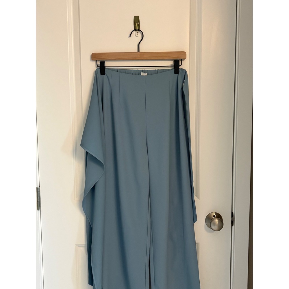 Halara Wide Leg Wrap Pants Dusty Blue High Waisted Side Tie Small - Picture 4 of 8